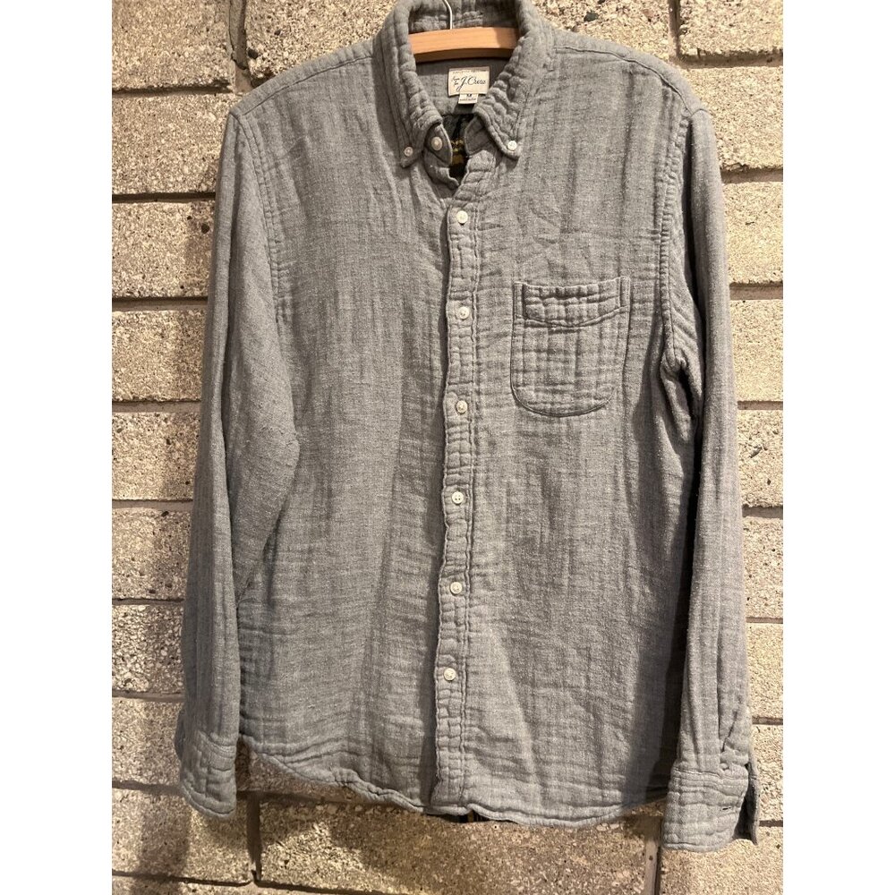 J.Crew Gray Quilted Button-Up Shirt With Flannel Lining Medium